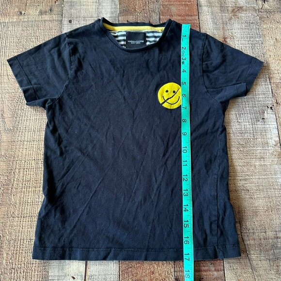 Black Denim & Flower Kids T-Shirt Smiley Face Hardcore Happiness Print Size 5/6 - Picture 5 of 8
